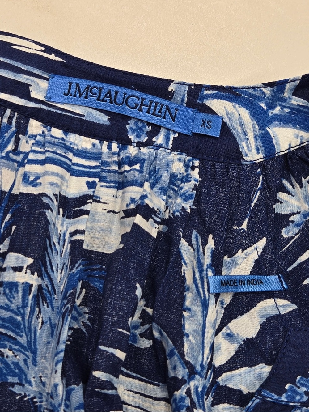 J. MCLAUGHLIN Blue Palm Print Ruffle Midi Dress Women’s XS Resort Coastal - Picture 6 of 12